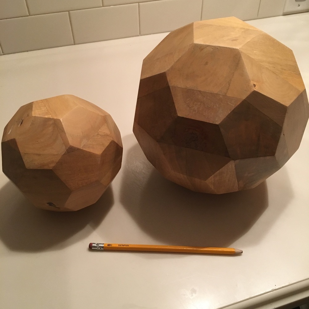 Faceted Decorative Wood Sphere